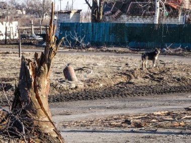 Destroyed village in Donetsk region clipart