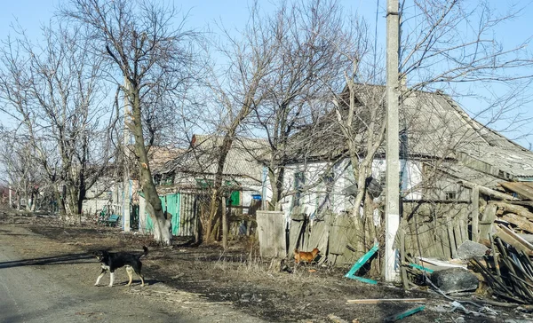 Casas destruídas na região de Donetsk — Fotografia de Stock