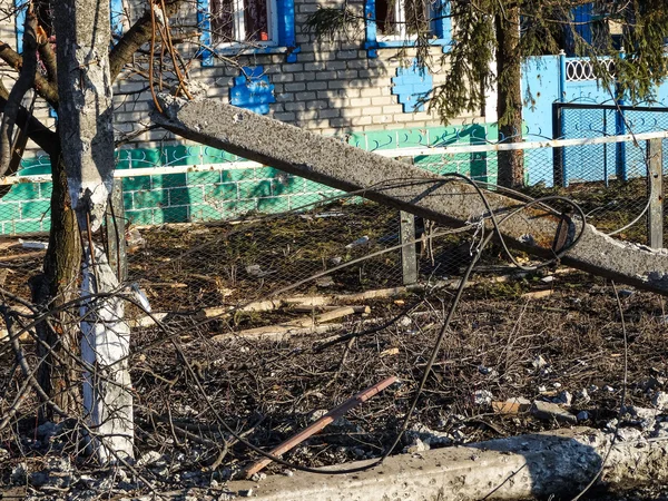 Villaggio distrutto nella regione di Donetsk — Foto Stock