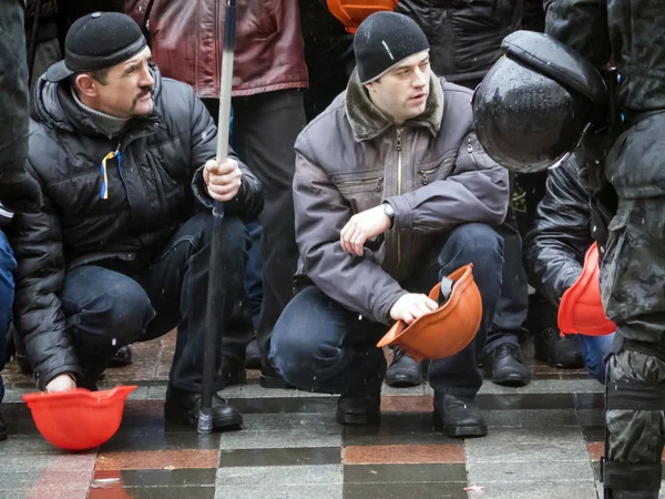 Mineiros perto da Verkhovna Rada — Fotografia de Stock