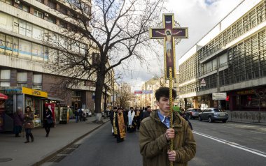Palm Sunday religious procession in Ukraine clipart