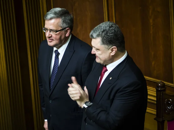 Borislav Komorowski ans Petro Poroshenko — Foto Stock