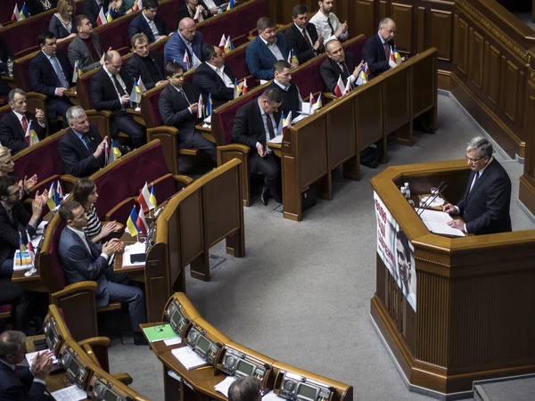 President of Poland gave a speech — Stock Photo, Image