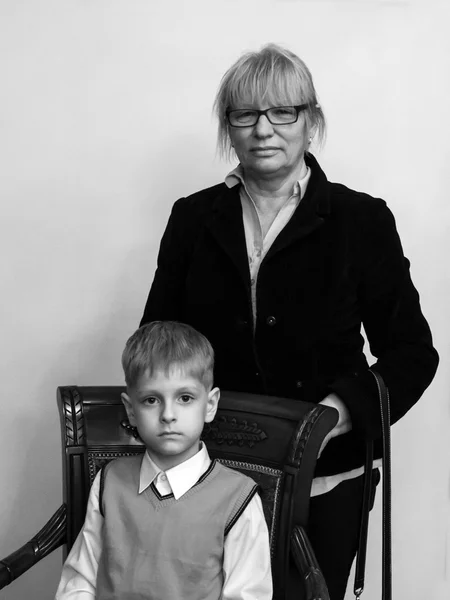 Portrait of a grandmother and a grandson — Stock Photo, Image