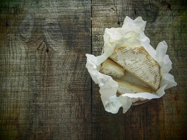 Yumuşak beyaz peynir, üstten görünüm — Stok fotoğraf