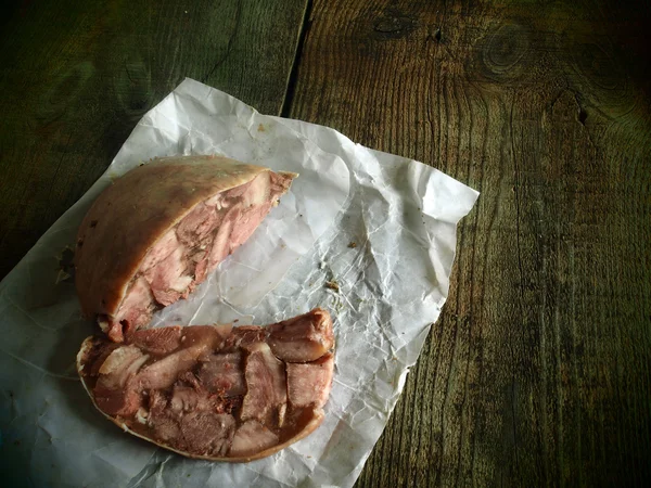 Homemade headcheese sheathed pig stomach — Stock Photo, Image