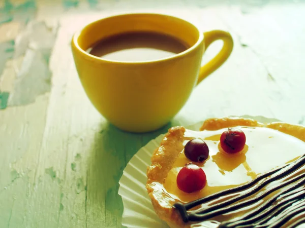 Kopje koffie en cake — Stockfoto