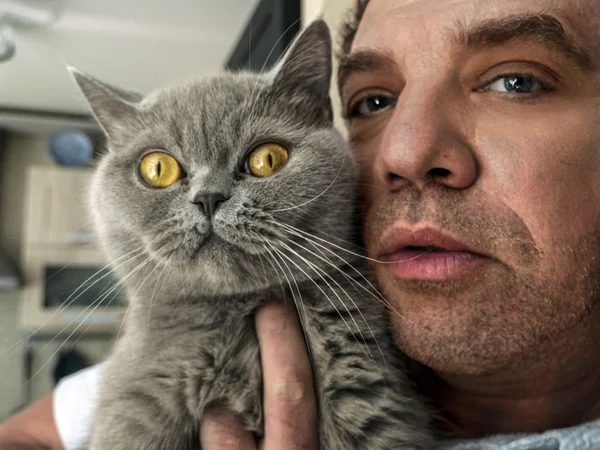 男と猫 — ストック写真