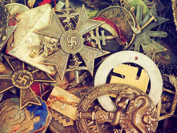 German and Soviet medals and badges — стокове фото