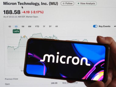 Almanya - 14 Ekim 2025: Bu resimde, Micron Technology Inc. logosu akıllı telefon ekranında gösteriliyor. 