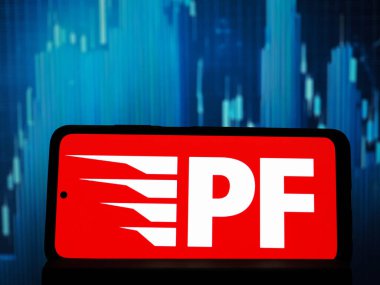 Almanya - 14 Ocak 2026: Bu fotoğraf illüstrasyonunda, Performans Yemek Grubu logosu bir akıllı telefonda sergileniyor.