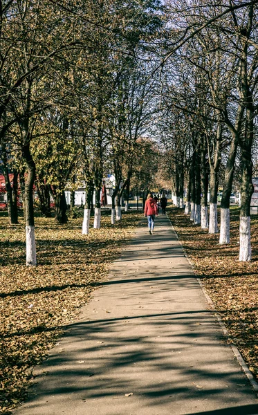 Woman strolling walking away alone — Stock Photo, Image