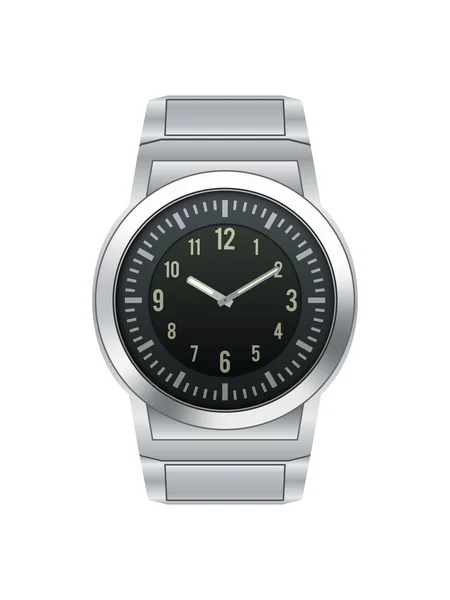 Reloj de pulsera de plata — Vector de stock