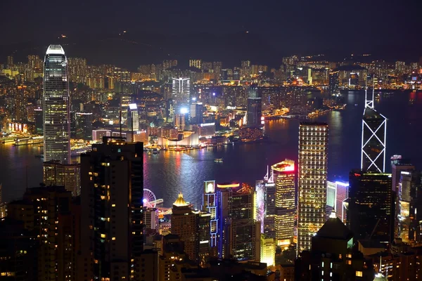 Hong Kong à noite de Victoria Peak — Fotografia de Stock