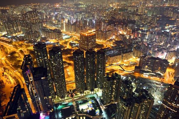 Paesaggio urbano di Hong Kong di notte — Foto Stock