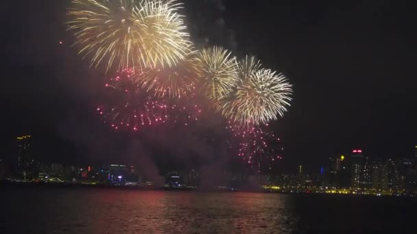 Hong Kong Çin Yeni Yıl Havai Fişekleri Zaman Ayarlı — Stok video