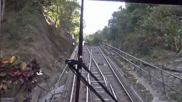 Hong Kong Cina Febbraio 2016 Peak Train Trasferisce Victoria Peak — Video Stock