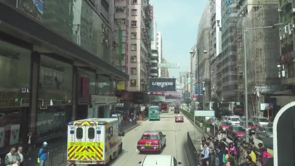Hong Kong China February 2016 Вулиці Гонконгу Вигляд Вікна Рухомого — стокове відео