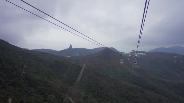 2016年2月9日 香港のNgong Ping 360ケーブルカーと大きな仏像 — ストック動画