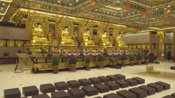 Hong Kong China February 2016 Interior Lin Monastery Lantau Island — стокове відео