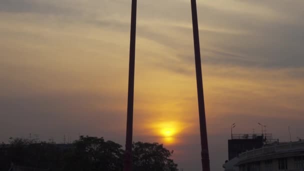 Bangkok Thailand Februari 2016 Giant Swing Bij Zonsondergang Beroemde Plaats — Stockvideo