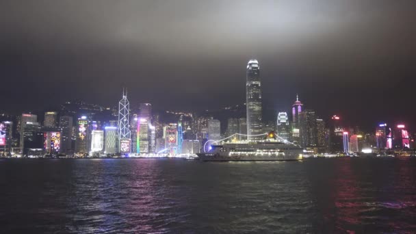 Hong Kong Cina Febbraio 2016 Spettacolo Luci Hong Kong Notte — Video Stock