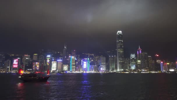 Hong Kong Cina Febbraio 2016 Spettacolo Luci Hong Kong Notte — Video Stock