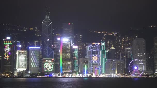 2016 홍콩에서의 라이트쇼 빅토리아 항구와 센트럴에 여객선 Timelapse — 비디오