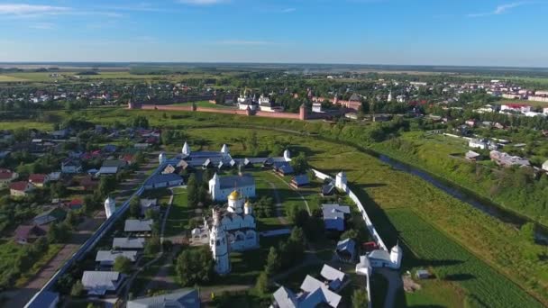 Luchtfoto Van Het Klooster Van Saint Euthymius Pokrovsky Oude Stad — Stockvideo