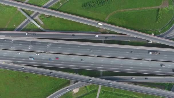 Aerial View Modern Road Junction — Stock Video