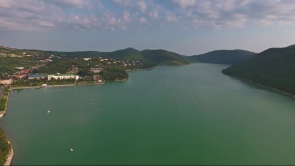 Vista Aérea Del Lago Abrau Durso Cáucaso Rusia — Vídeos de Stock