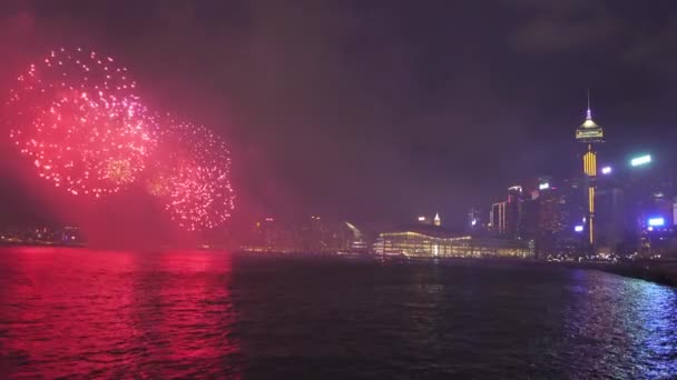 Китайский Новогодний Фейерверк Гонконге — стоковое видео