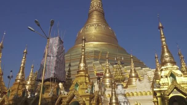 Shwedagon Paya Pagoda Famoso Luogo Sacro Attrazione Turistica Punto Riferimento — Video Stock