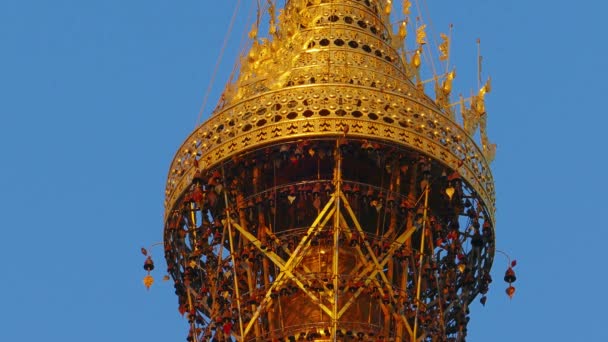 Cima Della Pagoda Dello Shwedagon Yangon Myanmar Birmania — Video Stock