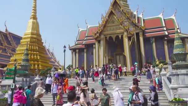 Bangkok Thailand Februari 2016 Wat Phra Kaew Tempel Van Smaragdgroene — Stockvideo