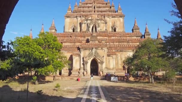 Pagode Htilominlo Paya Bagan Mianmar Birmânia Vista Inclinada — Vídeo de Stock