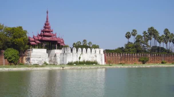 Wall Fort Royal Palace Mandalay Myanmar Burma — Stock Video