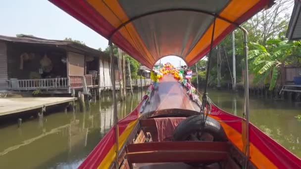 Lodě Kanálech Bangkok Thajsko — Stock video
