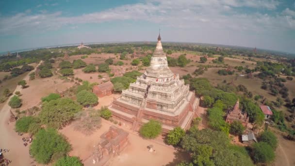 Пролетая Над Шандау Пагодой Феллесом Багане Мьянма Бирма — стоковое видео