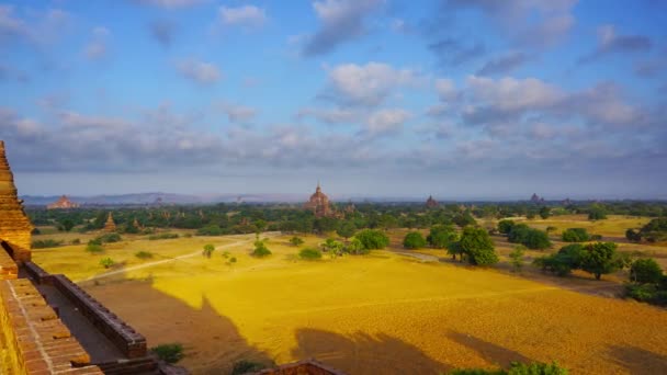 Paisaje Con Templos Bagan Myanmar Birmania Zoom Timelapse — Vídeo de stock