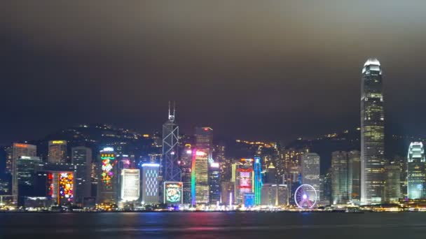 Lichte Show Hong Kong Nachts Victoria Harbour Hong Kong Centraal — Stockvideo