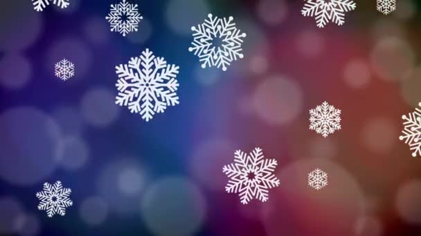 Winter Kerst Achtergrond Met Beweging Van Witte Sneeuwvlokken Naadloze Lus — Stockvideo