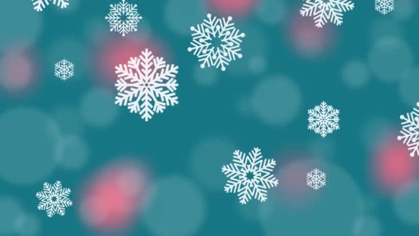 Winter Weihnachten Hintergrund Mit Bewegung Der Weißen Schneeflocken Nahtlose Schleife — Stockvideo