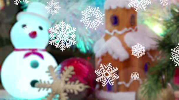 Decoración Navidad Fondo Animación Copo Nieve — Vídeo de stock