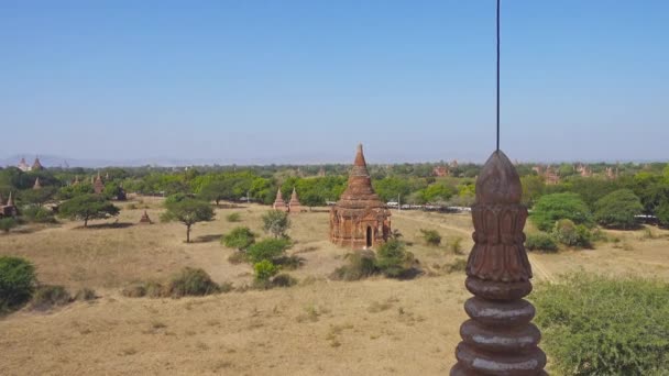 Panorama Paisagem Com Templos Bagan Myanmar Birmânia — Vídeo de Stock