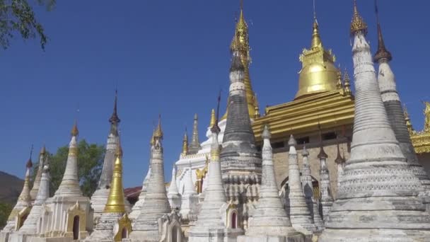 Shwe Inn Thein Paya Kompleks Świątynny Pobliżu Jeziora Inle Centrum — Wideo stockowe