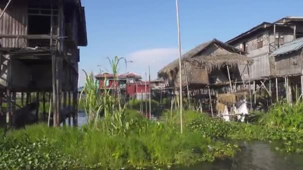 Casas Inclinadas Aldeia Famoso Inle Lake — Vídeo de Stock