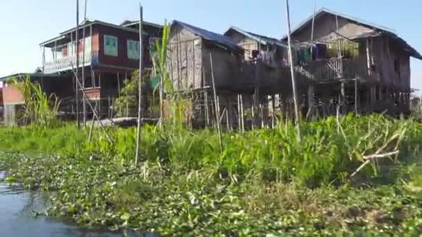 Casas Inclinadas Aldeia Famoso Inle Lake — Vídeo de Stock