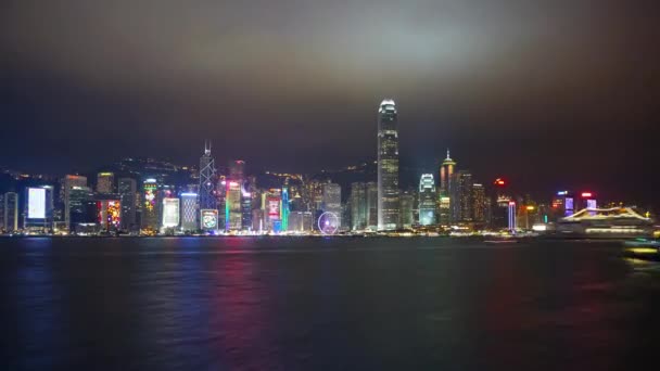 Spectacol Luminos Hong Kong Victoria Harbour Hong Kong Central Timelapse — Videoclip de stoc
