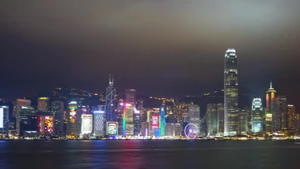 Spettacolo Luci Hong Kong Notte Victoria Harbour Hong Kong Central — Video Stock